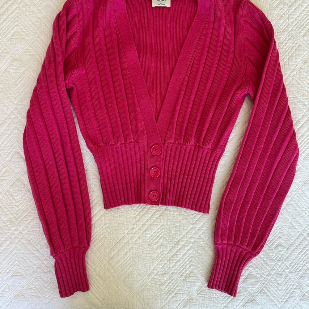 Wilfred Pink Ribbed Cardigan Sweater